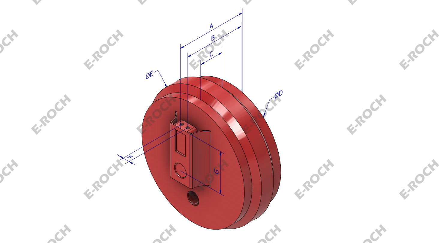 Plan technique d'une roue folle